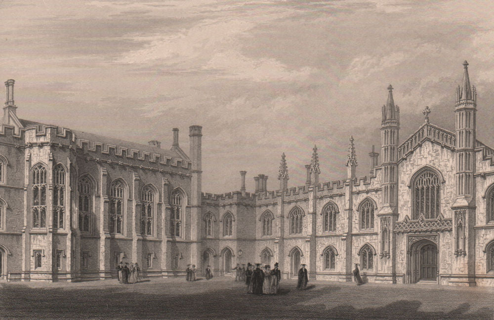 Quadrangle of CORPUS CHRISTI COLLEGE, Cambridge. LE KEUX 1841 old print